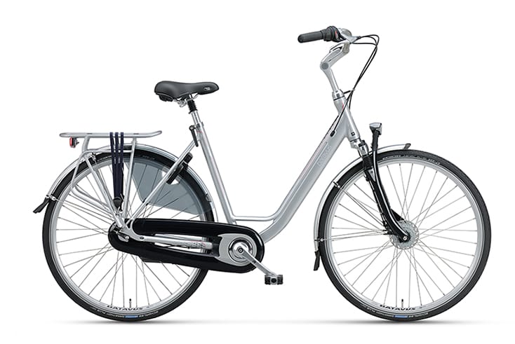 Luxe fiets met versnellingen, Batavus Holiday luxe, fiets met versnellingen en vering in de voorvork, dames model