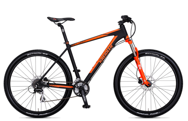 Mountainbike, Kreidler Dice, ATB in de kleur zwart met oranje